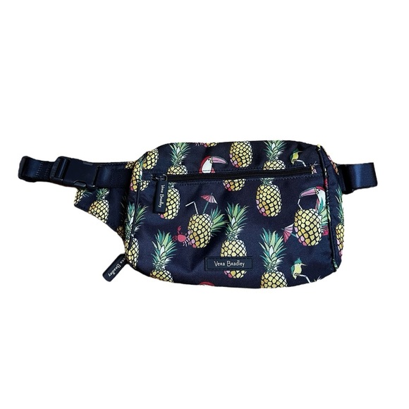 VERA BRADLEY Lighten Up Belt Bag Toucan Party Pineapples Navy Fanny Pack - NWT - Picture 1 of 10
